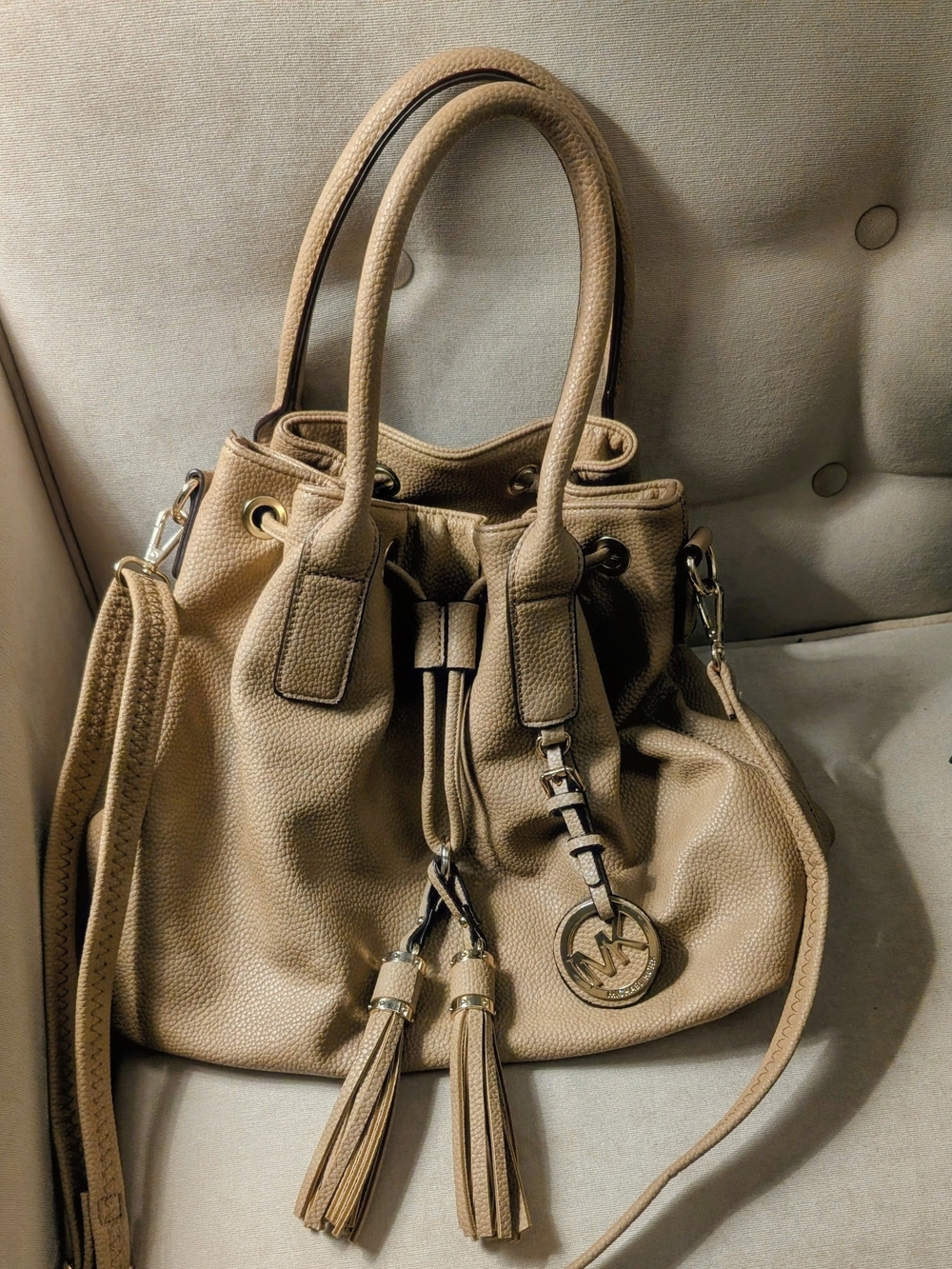 Michael Kors Beige Bucket Bag